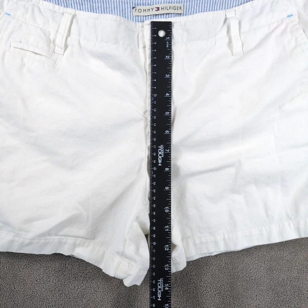 Tommy Hilfiger Chino Shorts Womens 14 White 100% Cotton Mid Rise Summer Casual‎